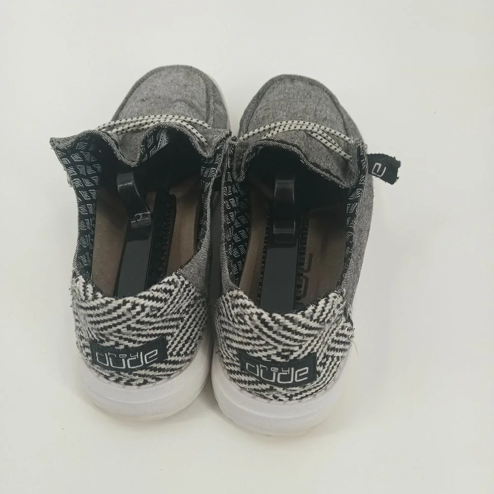 Hey Dude Wendy Chambray Onyx Grey Black Slip On Loafers Shoes Womens 7 121414203